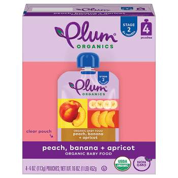 Plum Organics Stage 2 Peach Banana & Apricot Baby Food Pouch - (Select Count)