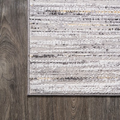 Reversible Gray Stripe Synthetic 8' x 10' Easy-Care Area Rug