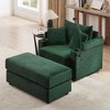 Dexmalle Modern Style Single Sofa with Ottoman,USB Ports, Two Cup Holders,Green - 3 of 4