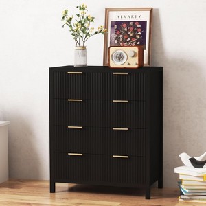 4 Drawer Dressers for Bedroom, Modern Closet Chest of Drawers with Waveform Fluted Panel, Large Wood Storage Dresser Organizer - 1 of 4