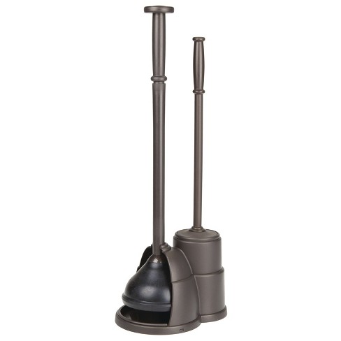 Bronze toilet shop brush and plunger