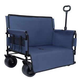 YONWAY 3-in-1 Convertible Folding Wagon Cart with Bench Seat & Storage - 500lbs -180L Capacity All-Terrain Wheels for Camping,Beach - 1 of 4
