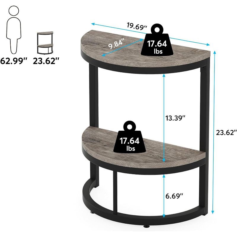 Tribesigns 2-Tier Semi Circle End Accent Table, 3 of 8