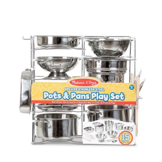 Buy Melissa Doug Deluxe Stainless Steel Pots Pans Play Set For