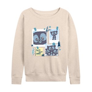 Women's - Disney - Harris, Hubbert & Hamish Lightweight French Terry Wide Neck Long Sleeve Shirt - 1 of 4