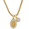 Steeltime Ladies 18k gold plated brass & enamel Our Lady of Guadalupe and simulated diamond pendant charms. Color Options: Blue, White - 2 of 4