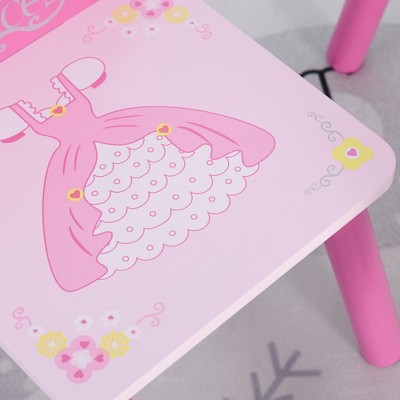 Pink Princess Wooden Table and Chair Set for Kids