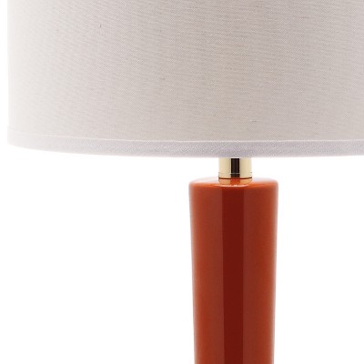 Mae Blood Orange Ceramic Long Neck Table Lamp Set with White Shades