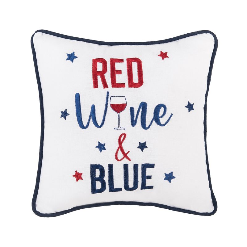 C&F Home 10" x 10" Red, Wine & Blue 4th of July Patriotic Embroidered Square Accent Pillow, 1 of 3