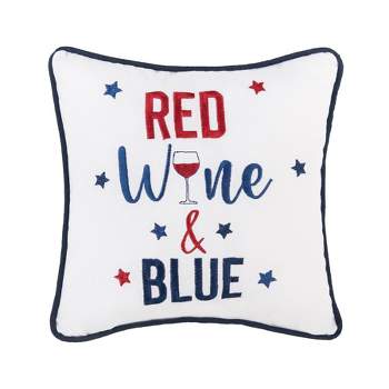 C&F Home 10" X 10" Red, Wine & Blue 4th of July Embroidered Throw Pillow