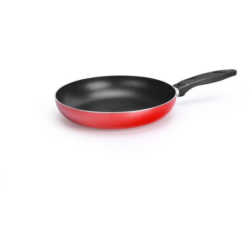 NutriChef Red Medium Fry Pan, 10-Inch Kitchen Cookware, Black Coating Inside, Heat Resistant Lacquer Outside (Red), 1 of 2