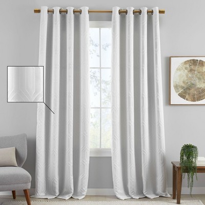 Huxley Geometric Blackout Embroidered Textured Window Curtain Panel - Elrene Home Fashions