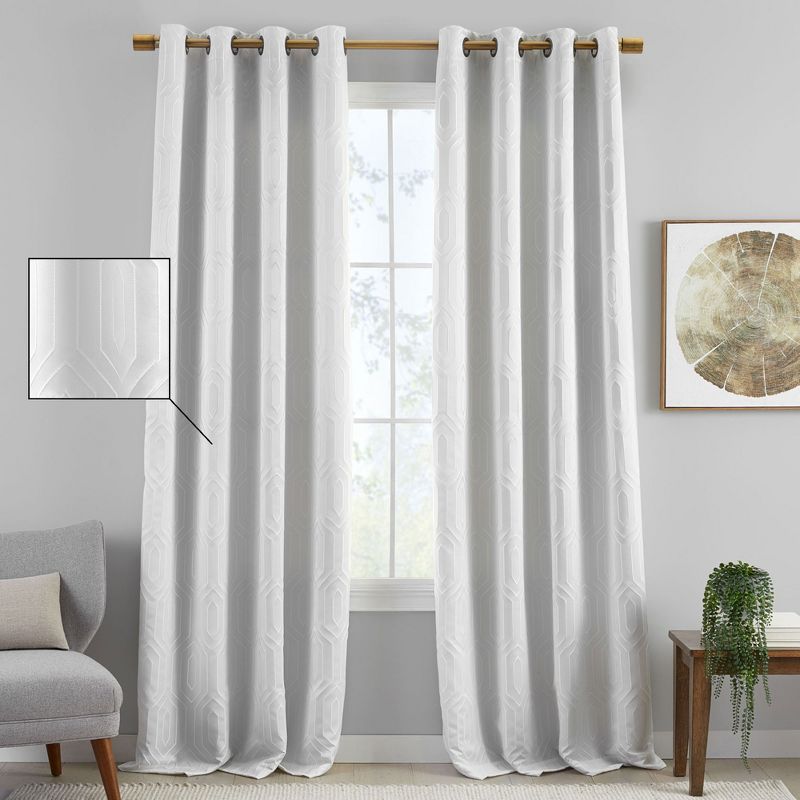 Huxley Geometric Blackout Embroidered Textured Single Window Curtain Panel - Elrene Home Fashions, 1 of 5