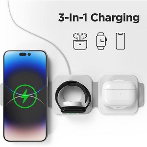 Link Foldable Traveling 3 in 1 Wireless Charging Station for iPhone, AirPods and Apple Watch Compatible With MagSafe AC Adapter Not Included 2Pack - 1 of 4