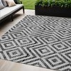 Black Gray And Silver Geometric Washable Indoor Outdoor Area Rug - 2 of 4
