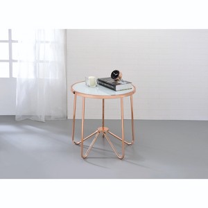 ORRD Frosted Glass & Rose Gold Finish End Table - 1 of 4