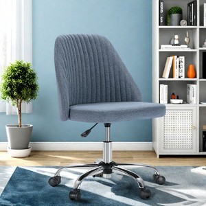 Sevobal Task And Office Chairs Modern Fabric Armless Adjustable Swivel Office Desk Chairs With Wheels, Home Office Chair, Blue, 25.59"*21.4"*33.9" - 1 of 4