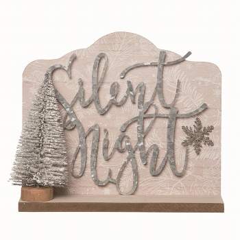 Transpac Wood White Christmas Silent Night Wall Accent