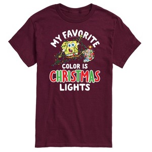 Men's - SpongeBob SquarePants - My Favorite Color Is Christmas Lights Spongebob and Gary Short Sleeve Graphic T-Shirt - 1 of 4
