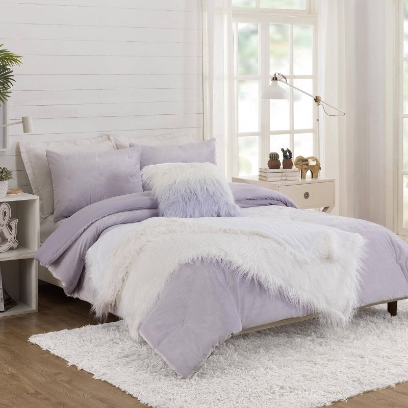 Teen Luxe Ombre Long Hair Throw Pillow White/Purple - Makers Collective, 4 of 5