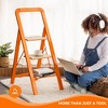 Folding Step Stool With 3 Wide Anti-Slip Step Ladder, 580 Lbs Capacity Aluminium Lightweight Foldable Step Ladders For Home Kitchen Office - 3 of 4