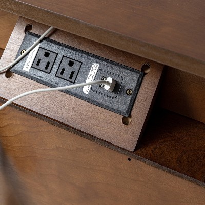 Walnut Mid-Century Modern 2-Drawer Nightstand with Open Shelf