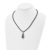 Black Bow Jewelry Stainless Steel, Moveable Black Agate & Leather Cord Necklace, 20 Inch - 3 of 4