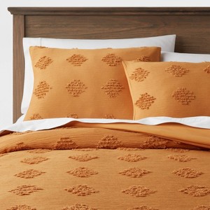 Tufted Diamond Crinkle Duvet Cover and Sham Set - Threshold™ - 1 of 4