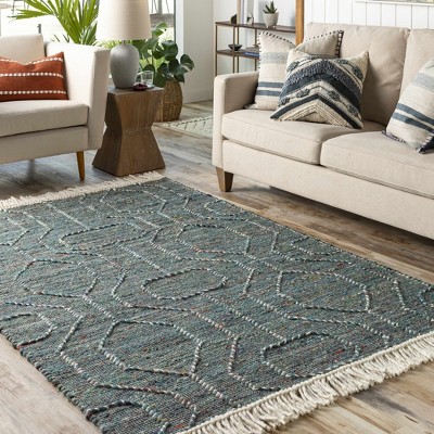 Hauteloom Dark Blue Takaungu Wool Blend Braided Tassel Area Rug