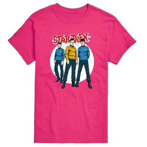 Men's - Star Trek - Galaxy Captain Kirk Spock Crew Short Sleeve Graphic T-Shirt - 1 of 4