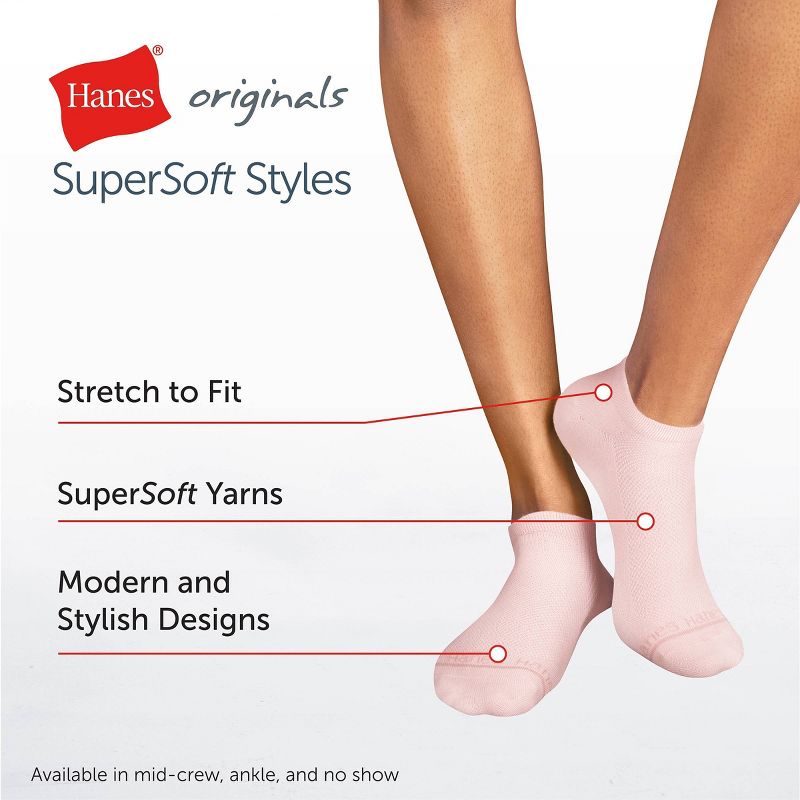Hanes Women's 3pk SuperSoft No Show Socks - 5-9, 5 of 7