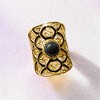 Ross-Simons Onyx and Black Enamel Filigree Ring in 18kt Gold Over Sterling - 4 of 4
