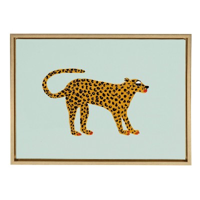 18" x 24" Sylvie Glam Cat by Bouffants and Broken Hearts Framed Wall Canvas Gold - Kate & Laurel All Things Decor