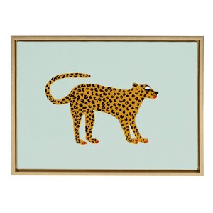 18" x 24" Sylvie Glam Cat by Bouffants and Broken Hearts Framed Wall Canvas Gold - Kate & Laurel All Things Decor - 1 of 4