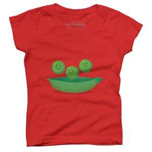 Girl's Design By Humans Cute jumping peas in pod cartoon illustration By thefrogfactory T-Shirt - 1 of 4