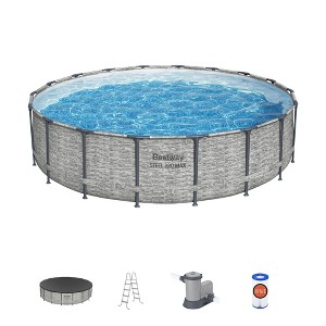 Bestway Steel Pro MAX Round Above Ground Swimming Pool Set with Metal Frame Filter Pump, Ladder, and Cover - 1 of 4