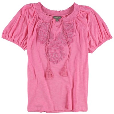 Style & Co. Womens Embroidered Floral Tunic Blouse