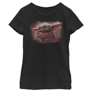 Girl's Star Wars: The Mandalorian Grogu Cute Painting T-Shirt - 1 of 4