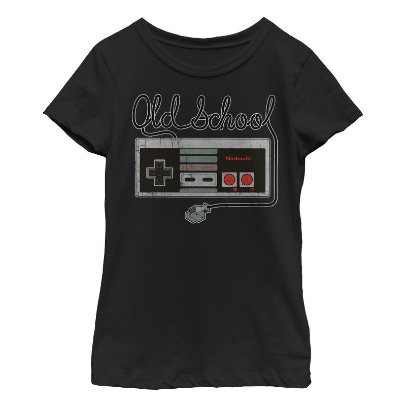 Girl's Nintendo Old School NES Controller T-Shirt, 1 of 4