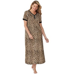 Dreams & Co. Plus Size Long Henley Sleepshirt - 1 of 4