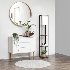Creekwood Home Classix 62.5" Contemporary 3-Tier Storage and Display Floor Lamp with Linen Shade - 1 of 4