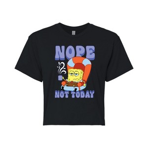 Women's - SpongeBob SquarePants - Not Today Spongebob Cropped Graphic T-Shirt - 1 of 4