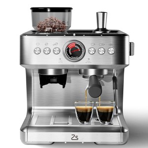GustoWave Stainless Steel Semi Automatic Espresso Machine with Grinder, Milk Frother & 20 Bar Pump Pressure - 1 of 4