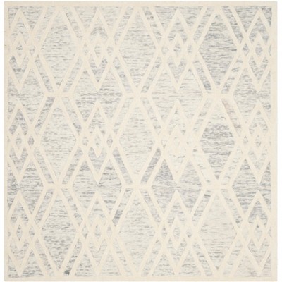 Hand-Tufted Off-White Wool 6' Square Area Rug