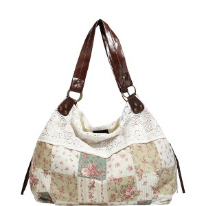 バッグ apolina Patchwork Bag Alilang Women's Patchwork Shoulder Bag with Crochet Lace Detail