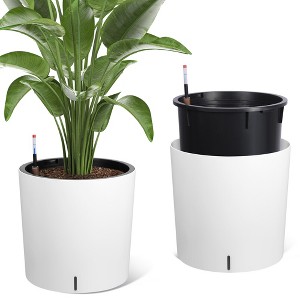 20" Tall Round Planter Set of 2, Extra Large Flower Pots for Outdoor, Indoor, Water Level Monitor & Wheels for Patio, Porch, Living Room, Home Office - 1 of 4