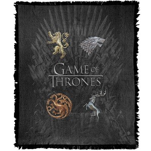 Game Of Thrones Chrome House Sigils Blanket 50"x60" Woven Tapestry - 1 of 4