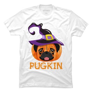 Men's Design By Humans Pugkin Pumpin Halloween By trantanphat95 T-Shirt - 1 of 4