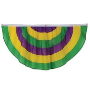 Beistle Mardi Gras Fabric Bunting, 4' x 2', (1/Pkg) Multicolored - 1 of 4