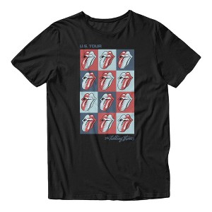 Rolling Stones Women's U.S. Tour Lips In Boxes T Shirt - Black